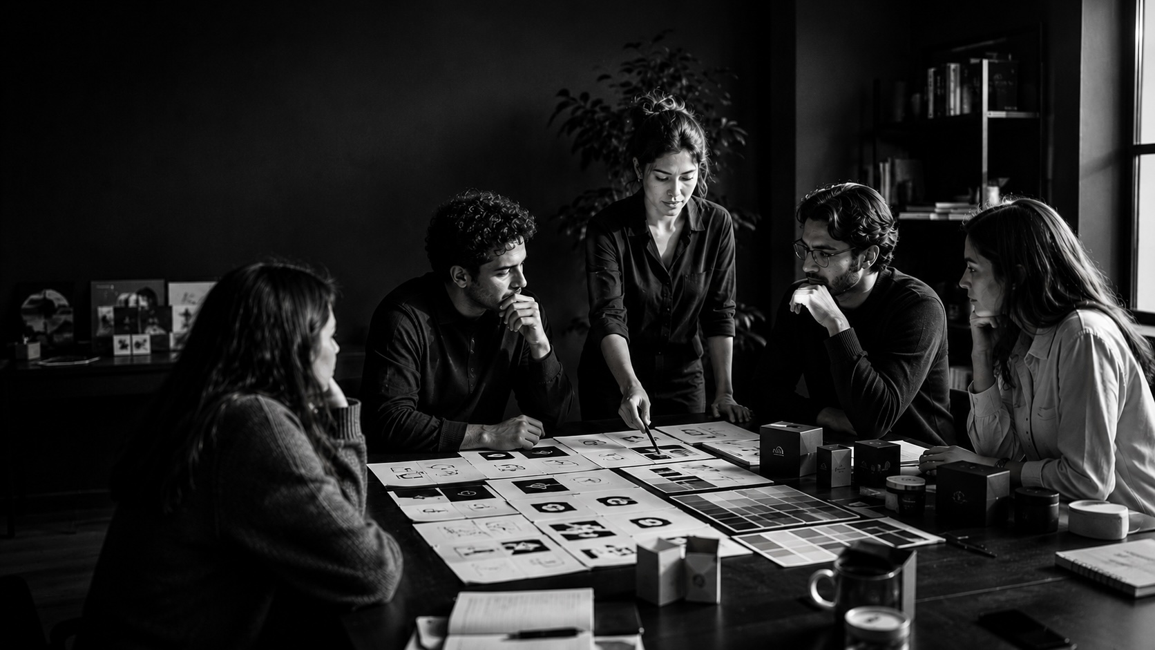 Equipo creativo trabajando en branding